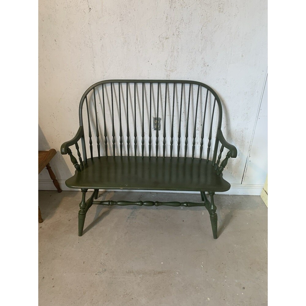 Vintage original Green L. Hitchcock windsor settee bench